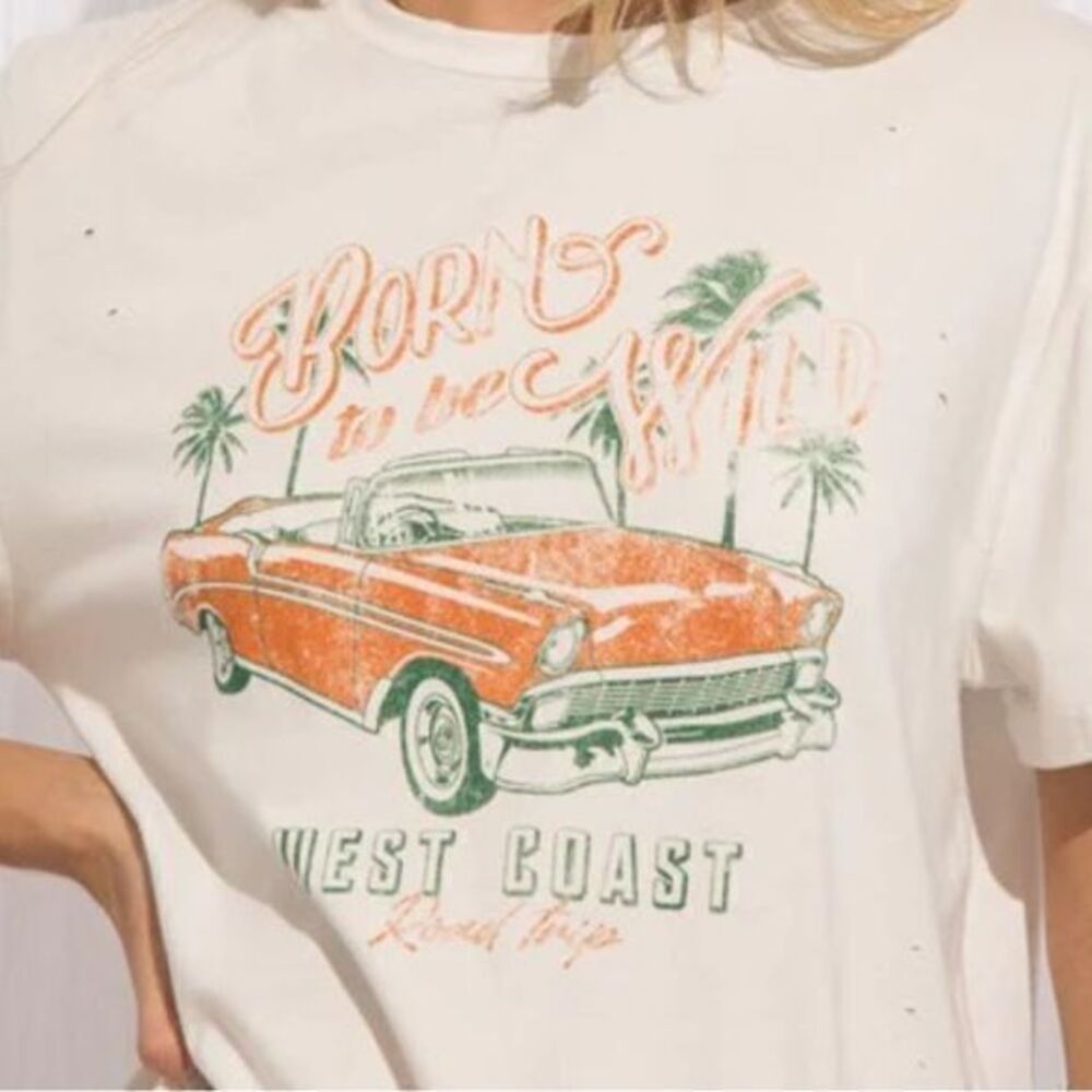 NWT Polagram Ivory ‘Born To Be Wild’ Graphic Tee Medium